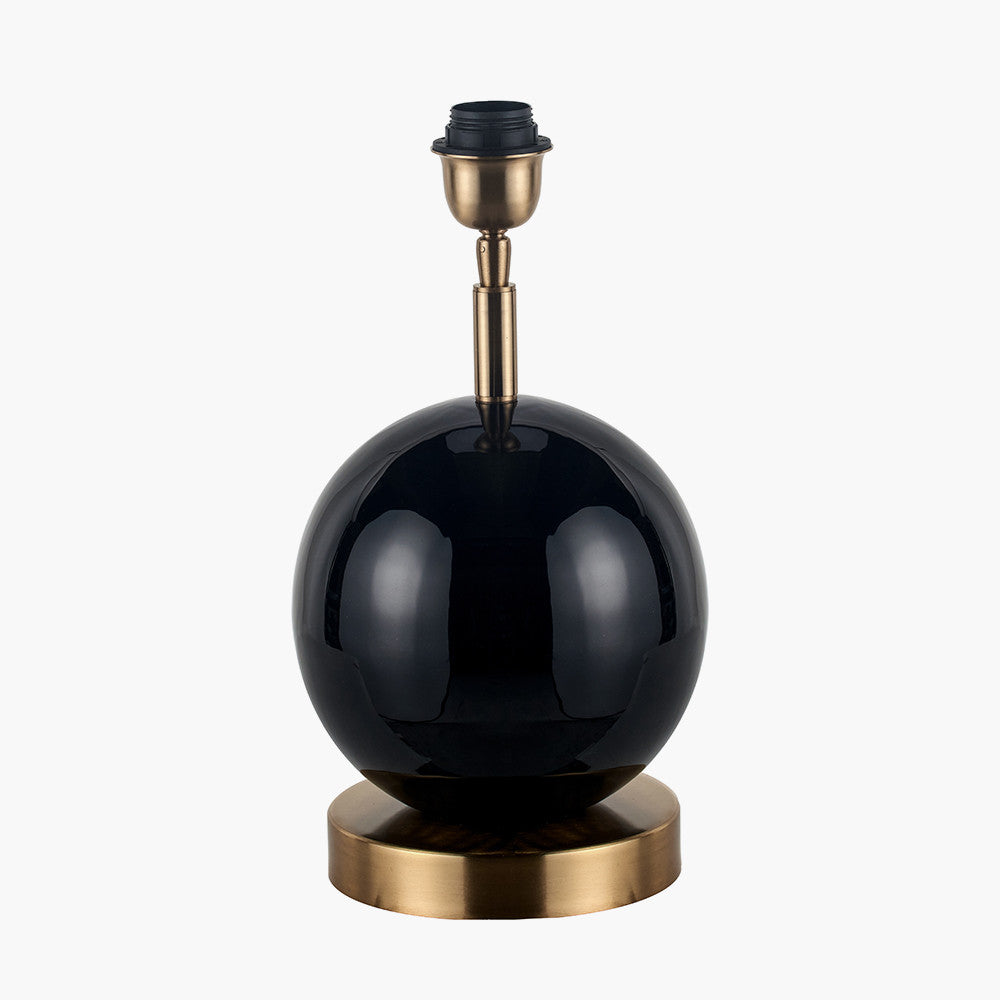 Sofia Black and Gold Enamel Table Lamp Base with Harry 35cm Ivory Cotton Mix Cylinder Lampshade