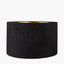 Sofia Black and Gold Enamel Table Lamp Base with Stellan 35cm Black Slubbed Silk Mix Gold Lined Cylinder Lampshade