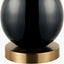 Sofia Black and Gold Enamel Table Lamp Base with Stellan 35cm Black Slubbed Silk Mix Gold Lined Cylinder Lampshade