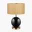 Sofia Black and Gold Enamel Table Lamp Base with Stellan 35cm Gold Slubbed Silk Mix Gold Lined Cylinder Lampshade
