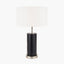 Laurence Black Croc Leather and Silver Cylindrical Table Lamp Base with Henry 35cm White Handloom Cylinder Lampshade