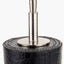 Laurence Black Croc Leather and Silver Cylindrical Table Lamp Base with Milos 35cm Natural Linen Tapered Lampshade