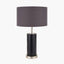 Laurence Black Croc Leather and Silver Cylindrical Table Lamp