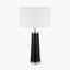 Laurence Black Croc Leather and Silver Table Lamp Base with Henry 40cm White Handloom Cylinder Lampshade