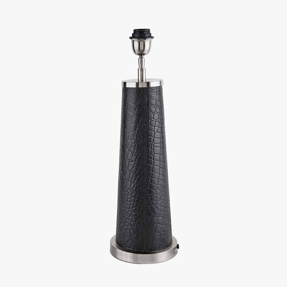 Laurence Black Croc Leather and Silver Table Lamp