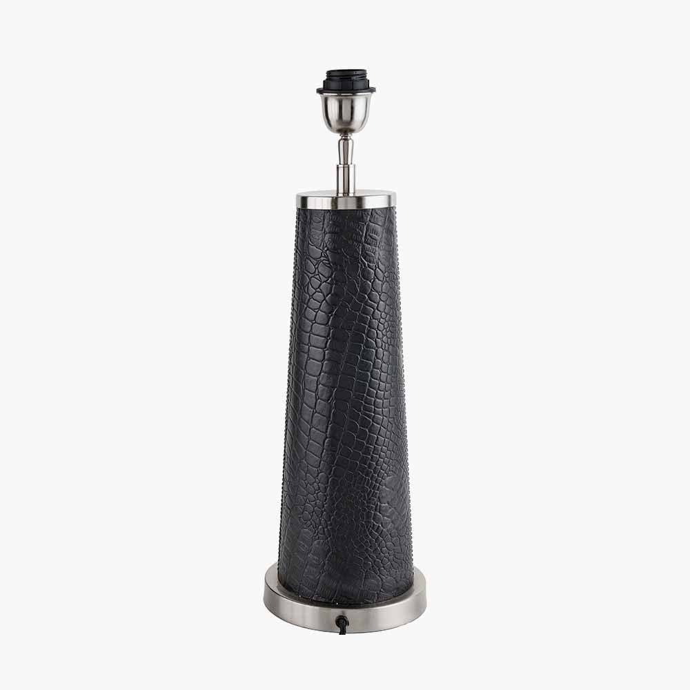 Laurence Black Croc Leather and Silver Table Lamp