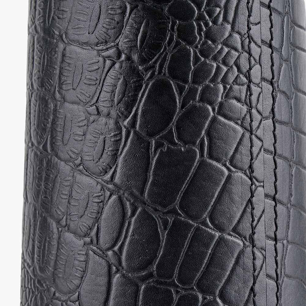Laurence Black Croc Leather and Silver Table Lamp