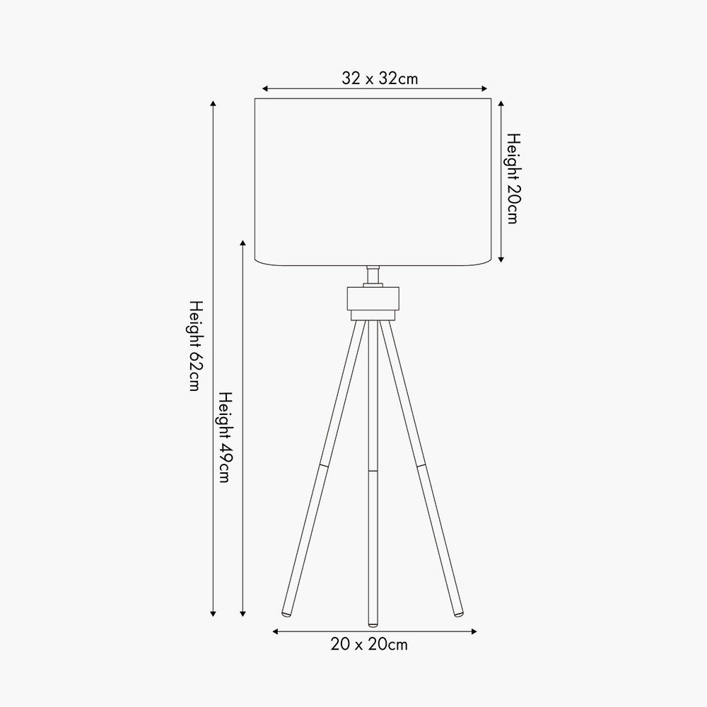 Houston Brushed Brass Metal Tripod Table Lamp