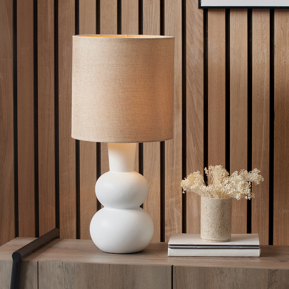 Aaliyah White Curved Bottle Ceramic Table Lamp