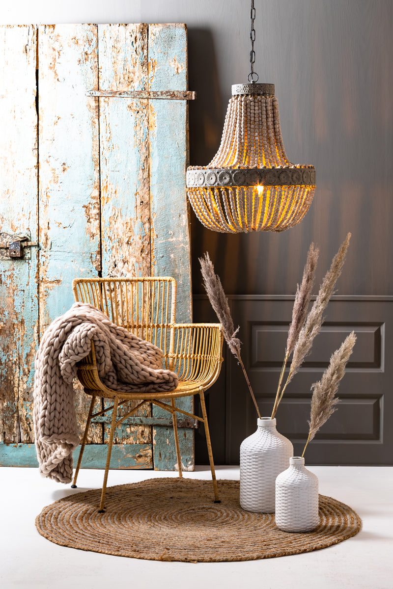 Hanging lamp beads 51x63 cm LUNA old white