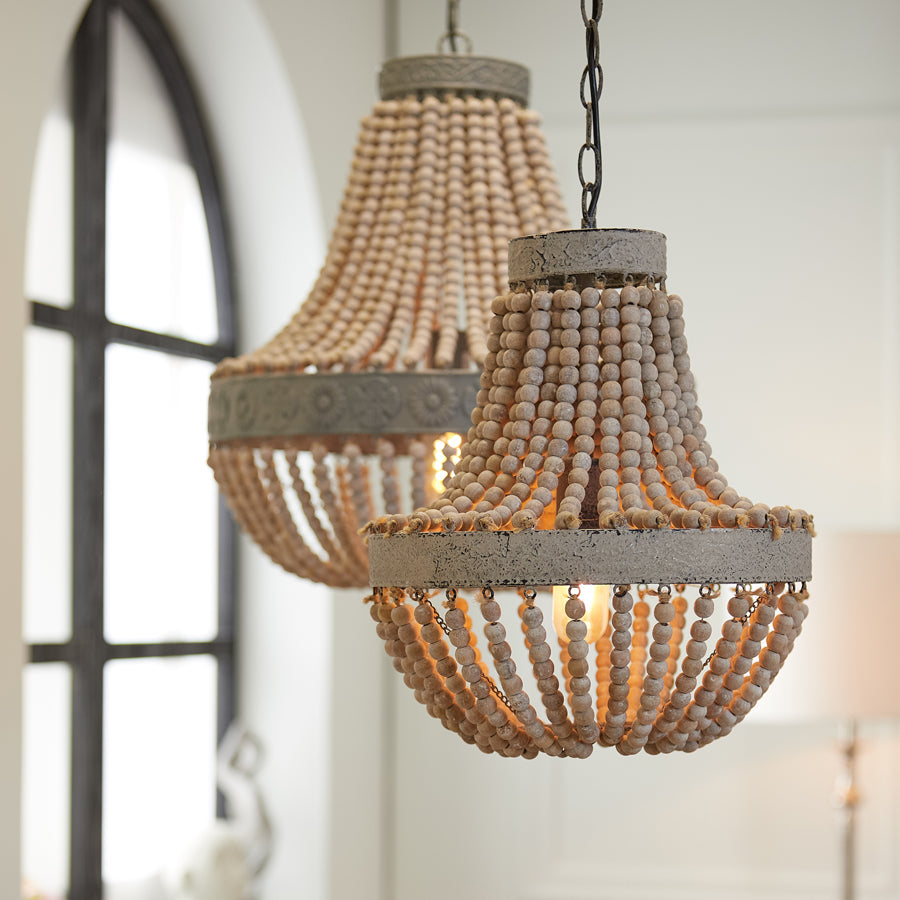Hanging lamp beads 51x63 cm LUNA old white