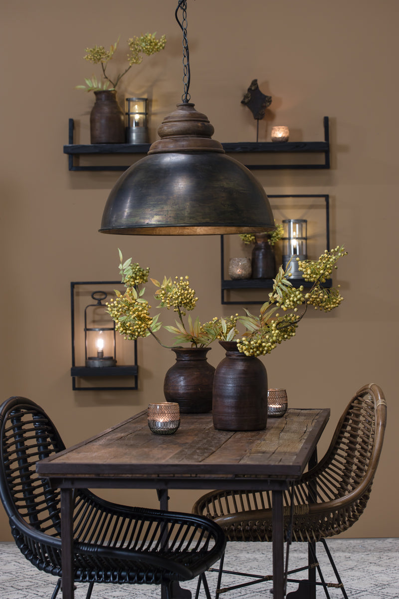 Hanging lamp 52x40 cm LEIA black zinc+top wood brown