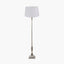 Canterbury Antique Silver Metal Floor Lamp Base with Winston 45cm White Handloom Tapered Lampshade