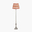 Canterbury Antique Silver Metal Floor Lamp Base with Izara 45cm Cinnamon Ikat Patterned Mushroom Pleat Tapered Lampshade