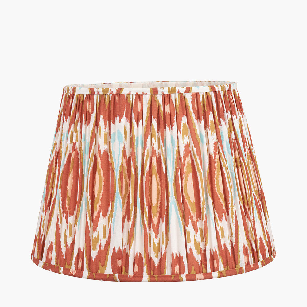 Canterbury Antique Silver Metal Floor Lamp Base with Izara 45cm Cinnamon Ikat Patterned Mushroom Pleat Tapered Lampshade