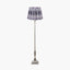 Canterbury Antique Silver Metal Floor Lamp Base with Izara 45cm Lilac Ikat Patterned Mushroom Pleat Tapered Lampshade