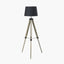 Windsor Sage Green Wooden Tripod Floor Lamp with Adelaide 40cm Black Tapered Cotton Mix Lampshade