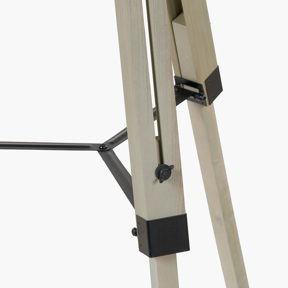 Windsor Sage Green Wooden Tripod Floor Lamp with Adelaide 40cm Black Tapered Cotton Mix Lampshade