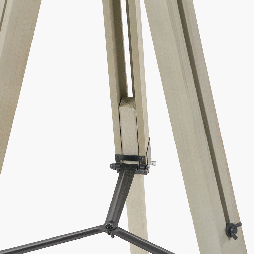 Windsor Sage Green Wooden Tripod Floor Lamp with Adelaide 40cm Black Tapered Cotton Mix Lampshade