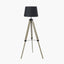 Windsor Sage Green Wooden Tripod Floor Lamp with Adelaide 40cm Black Tapered Cotton Mix Lampshade
