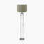Langston Nickel Metal Column Floor Lamp Base with Edward 45cm Pistachio Green Linen Cylinder Lampshade