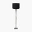 Langston Nickel Metal Column Floor Lamp Base with Lino 45cm Black Self Lined Linen Cylinder Lampshade