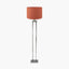 Langston Nickel Metal Column Floor Lamp Base with Lino 45cm Cinnamon Self Lined Linen Cylinder Lampshade