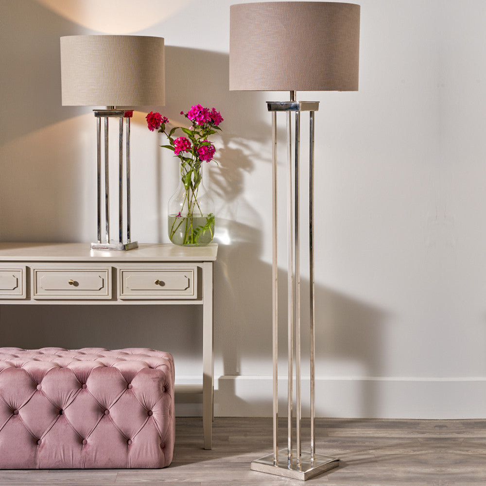 Langston Nickel 4 Post Floor Lamp - Base Only