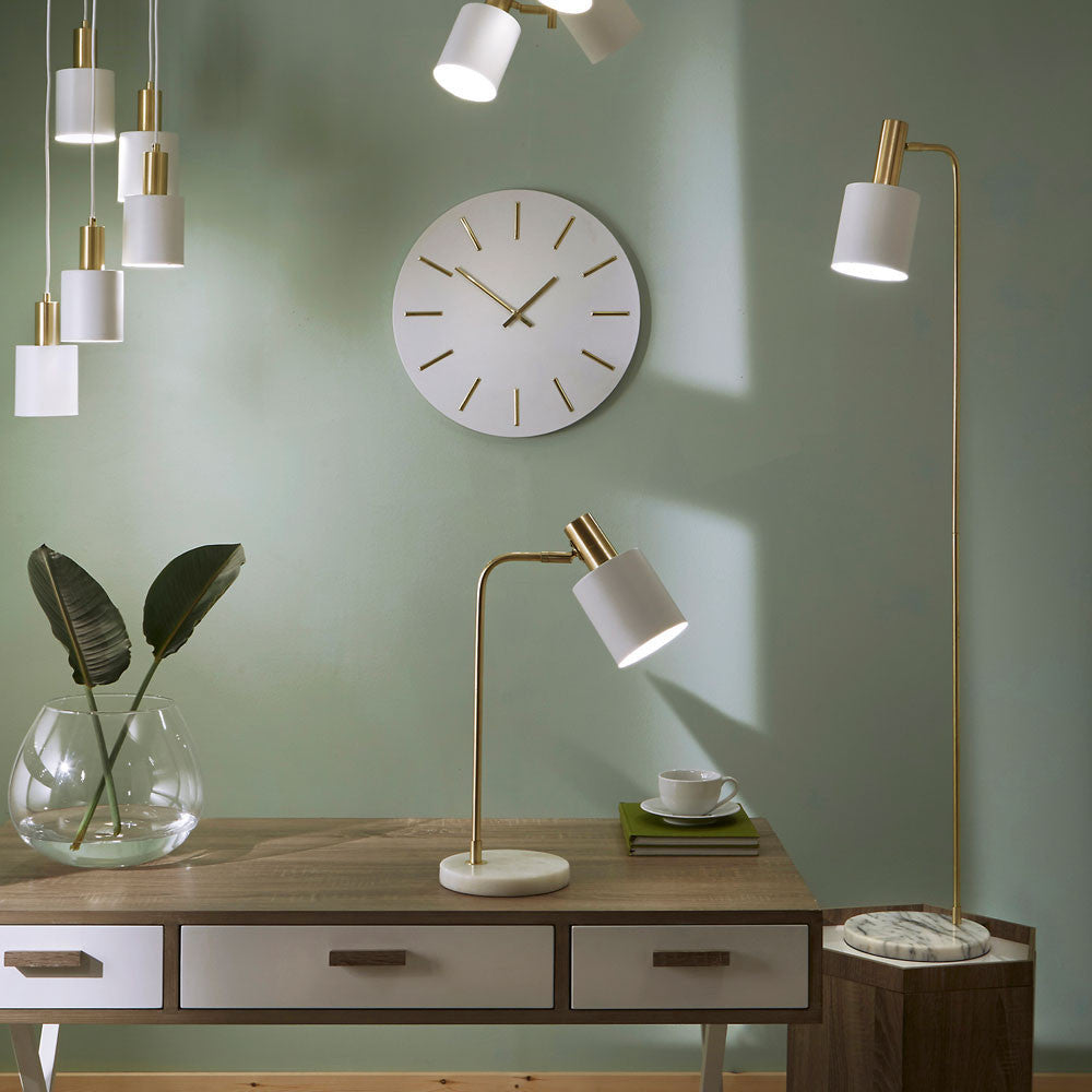 Biba Marble Footed White and Gold Retro Floor Lamp