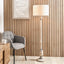 Captiva Grey Wash Mango Wood Floor Lamp Base with Rouen 45cm White Boucle Cylinder Lampshade