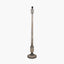 Captiva Grey Wash Mango Wood Floor Lamp Base with Thiago 45cm Cinnamon Stripe Mushroom Pleat Tapered Lampshade