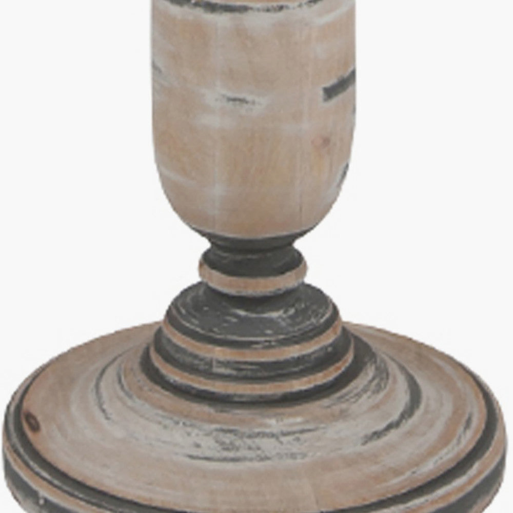 Captiva Grey Wash Mango Wood Floor Lamp Base with Thiago 45cm Cinnamon Stripe Mushroom Pleat Tapered Lampshade