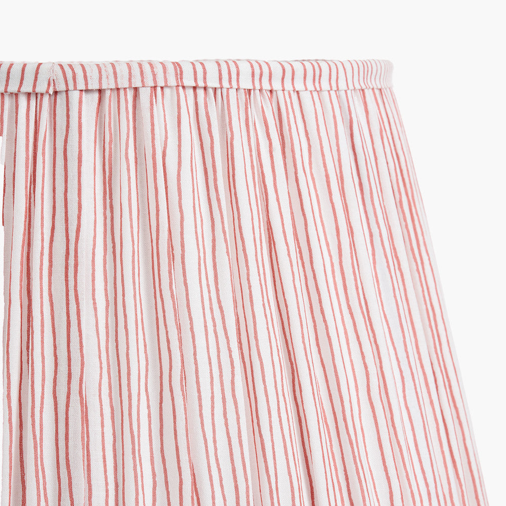 Captiva Grey Wash Mango Wood Floor Lamp Base with Thiago 45cm Cinnamon Stripe Mushroom Pleat Tapered Lampshade