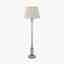 Captiva Grey Wash Mango Wood Floor Lamp Base with Thiago 45cm Natural Stripe Mushroom Pleat Tapered Lampshade