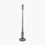 Captiva Grey Wash Mango Wood Floor Lamp Base with Thiago 45cm Natural Stripe Mushroom Pleat Tapered Lampshade
