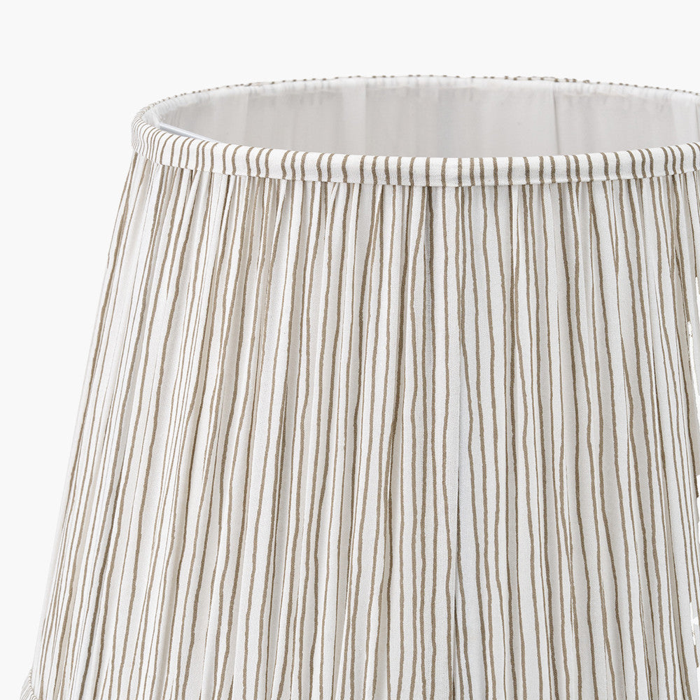 Captiva Grey Wash Mango Wood Floor Lamp Base with Thiago 45cm Natural Stripe Mushroom Pleat Tapered Lampshade