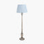 Captiva Grey Wash Mango Wood Floor Lamp Base with Thiago 45cm Ocean Blue Stripe Mushroom Pleat Tapered Lampshade