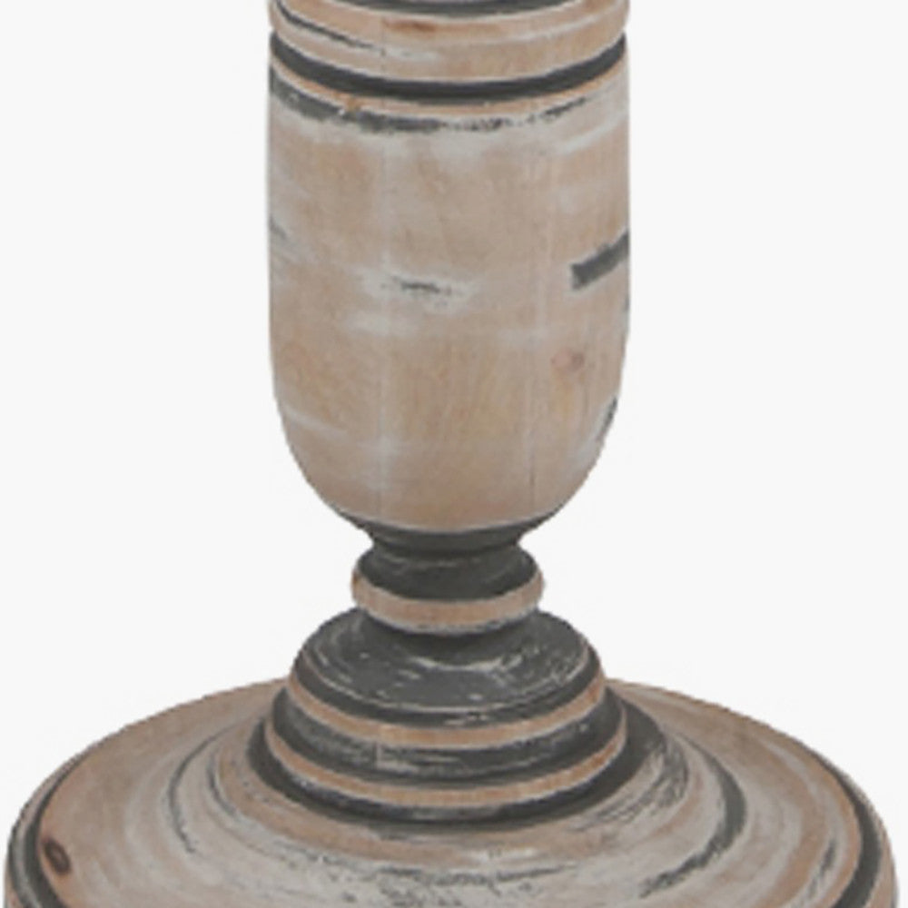 Captiva Grey Wash Mango Wood Floor Lamp Base with Thiago 45cm Ocean Blue Stripe Mushroom Pleat Tapered Lampshade