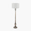 Captiva Grey Wash Mango Wood Floor Lamp Base with Lino 45cm White Self Lined Linen Cylinder Lampshade