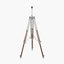 Port Nickel and Wood Tripod Floor Lamp Base with Lino 55cm Steel Grey Self Lined Linen Cylinder Lampshade