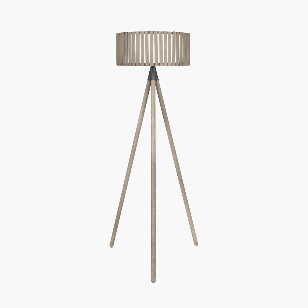 Rabanne Antique Wood Slat Tripod Floor Lamp Complete