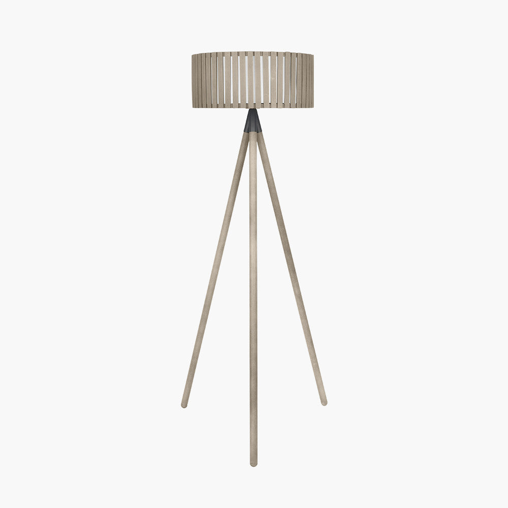 Rabanne Antique Wood Slat Tripod Floor Lamp Complete