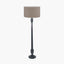 Captiva Antique Black Mango Wood Floor Lamp Base with Edward 45cm Natural Linen Cylinder Lampshade