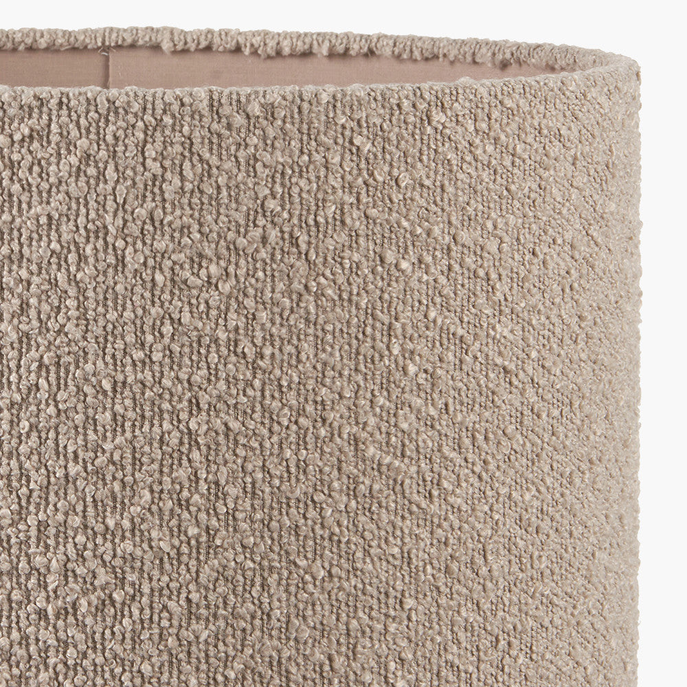 Captiva Antique Black Mango Wood Floor Lamp Base with Rouen 45cm Taupe Boucle Cylinder Lampshade