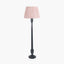 Captiva Antique Black Mango Wood Floor Lamp Base with Thiago 45cm Cinnamon Stripe Mushroom Pleat Tapered Lampshade