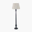 Captiva Antique Black Mango Wood Floor Lamp Base with Thiago 45cm Natural Stripe Mushroom Pleat Tapered Lampshade