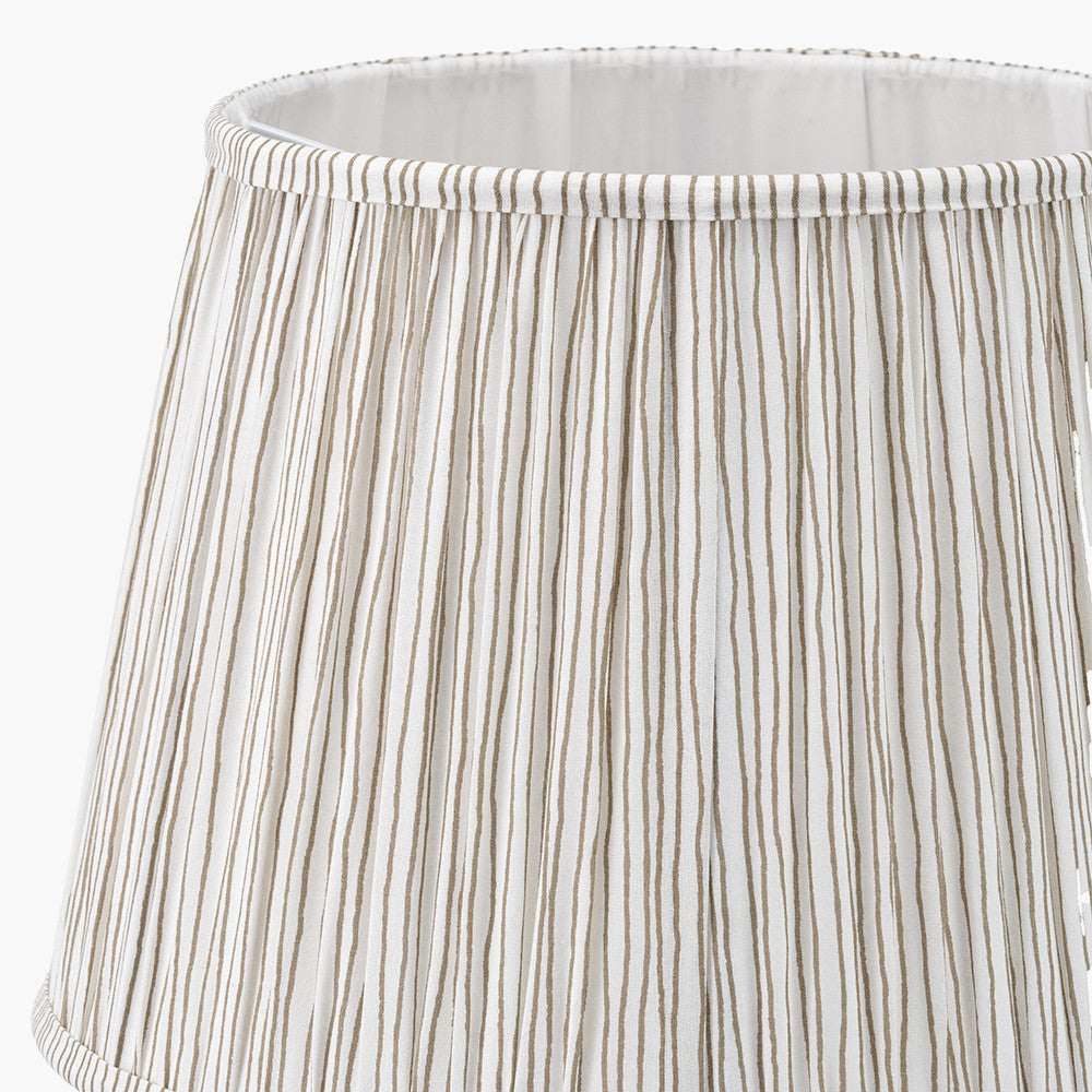 Captiva Antique Black Mango Wood Floor Lamp Base with Thiago 45cm Natural Stripe Mushroom Pleat Tapered Lampshade