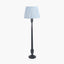 Captiva Antique Black Mango Wood Floor Lamp Base with Thiago 45cm Ocean Blue Stripe Mushroom Pleat Tapered Lampshade