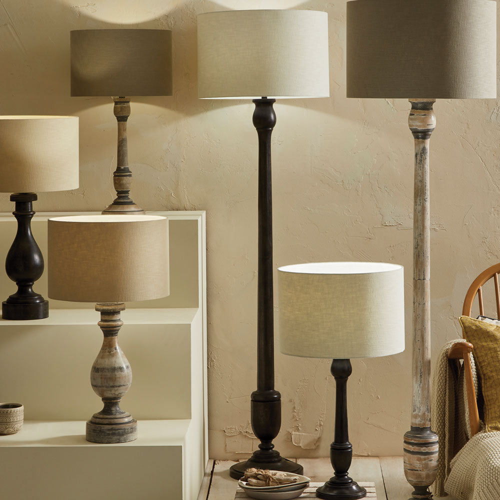 Captiva Antique Black Candle Stick Wood Floor Lamp - Base Only