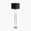 Langston Satin Brass Metal Column Floor Lamp Base with Bow 45cm Black Velvet Cylinder Lampshade